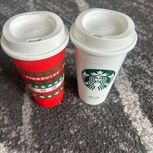 Starbucks Festive Red and Classic White Cups